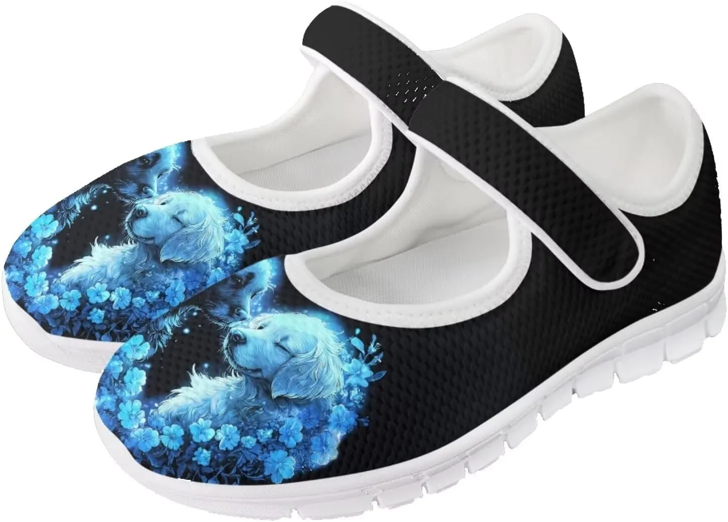 JoyLamoria Valentine's Day Walking Shoes Wide Diabetic Shoes Adjustable Barefoot Shoes Rainbow Love Print for Womens