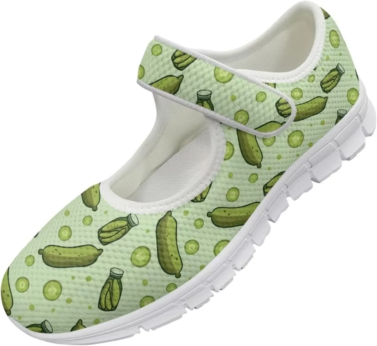 JoyLamoria Womens Walking Shoes Fashion Causal Mary Jane Flats Wide Diabetic Arthritis Edema Shoes,Green Pickles
