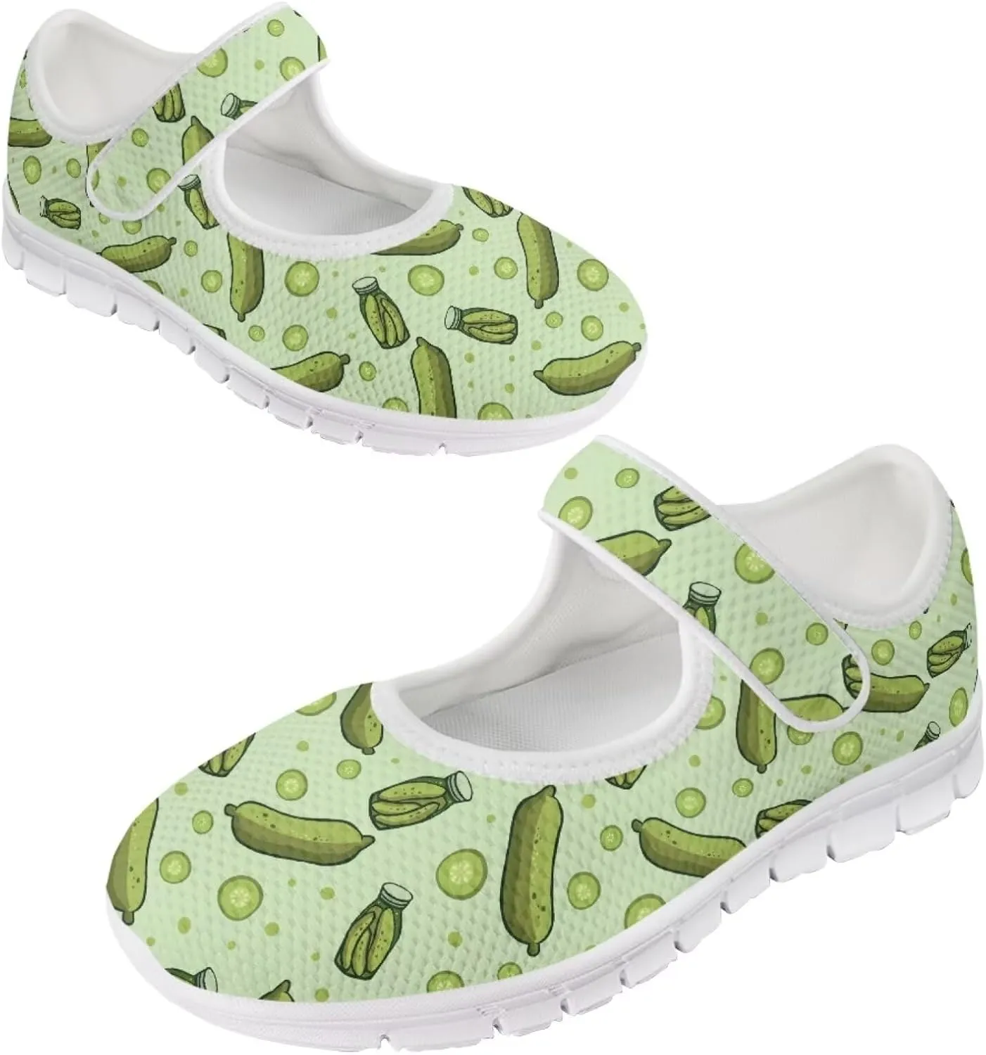 JoyLamoria Womens Walking Shoes Fashion Causal Mary Jane Flats Wide Diabetic Arthritis Edema Shoes,Green Pickles