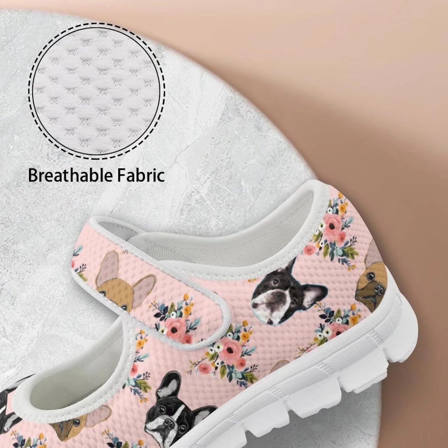 JoyLamoria Womens Walking Shoes Wide Diabetic Shoes Cute Cat Print Adjustable Barefoot Shoes Breathable Mary Jane Flats