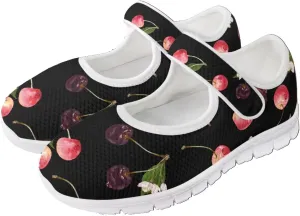 JoyLamoria Womens Walking Shoes Wide Diabetic Shoes Cute Cat Print Adjustable Barefoot Shoes Breathable Mary Jane Flats