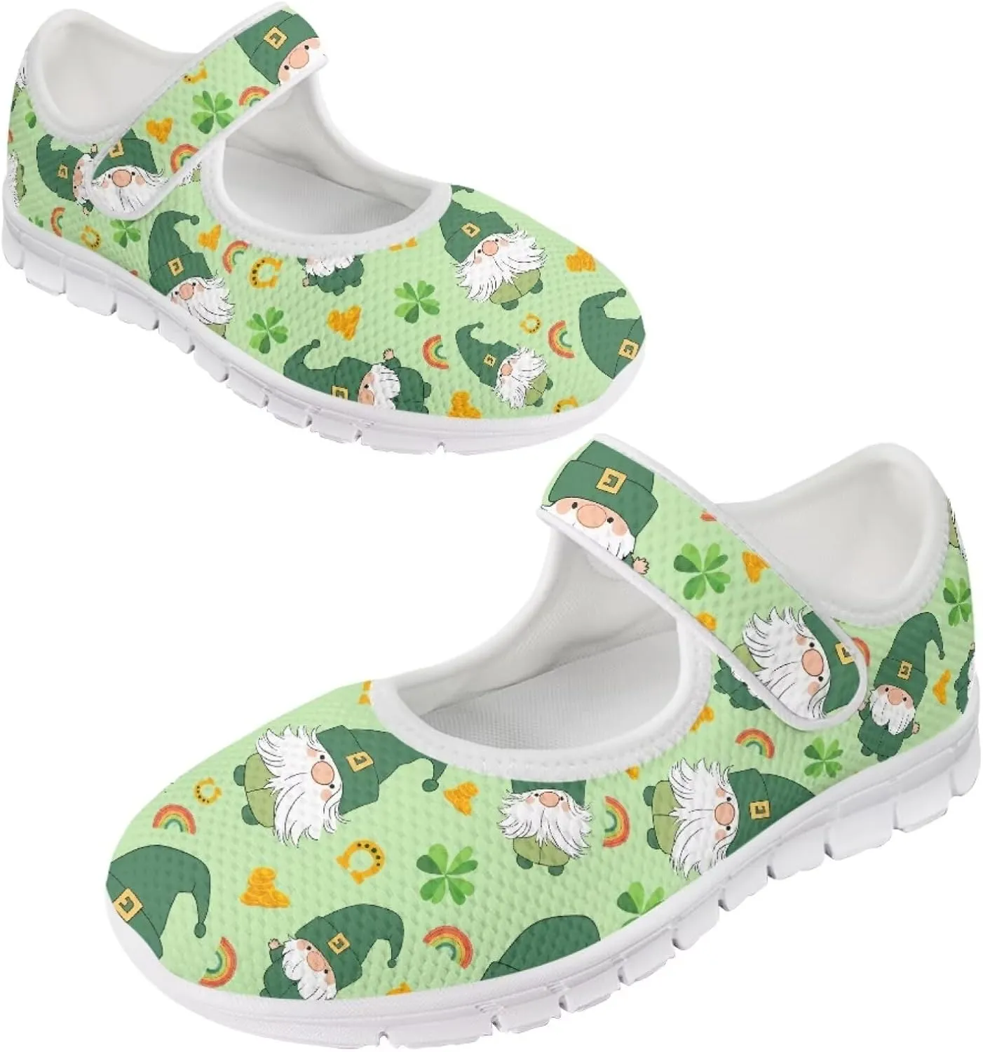 JoyLamoria Women's Wide Shoes with Adjustable Lightweight for Diabetic Edema Arthritis Swollen Feet Green Pickles Print Walking Shoes