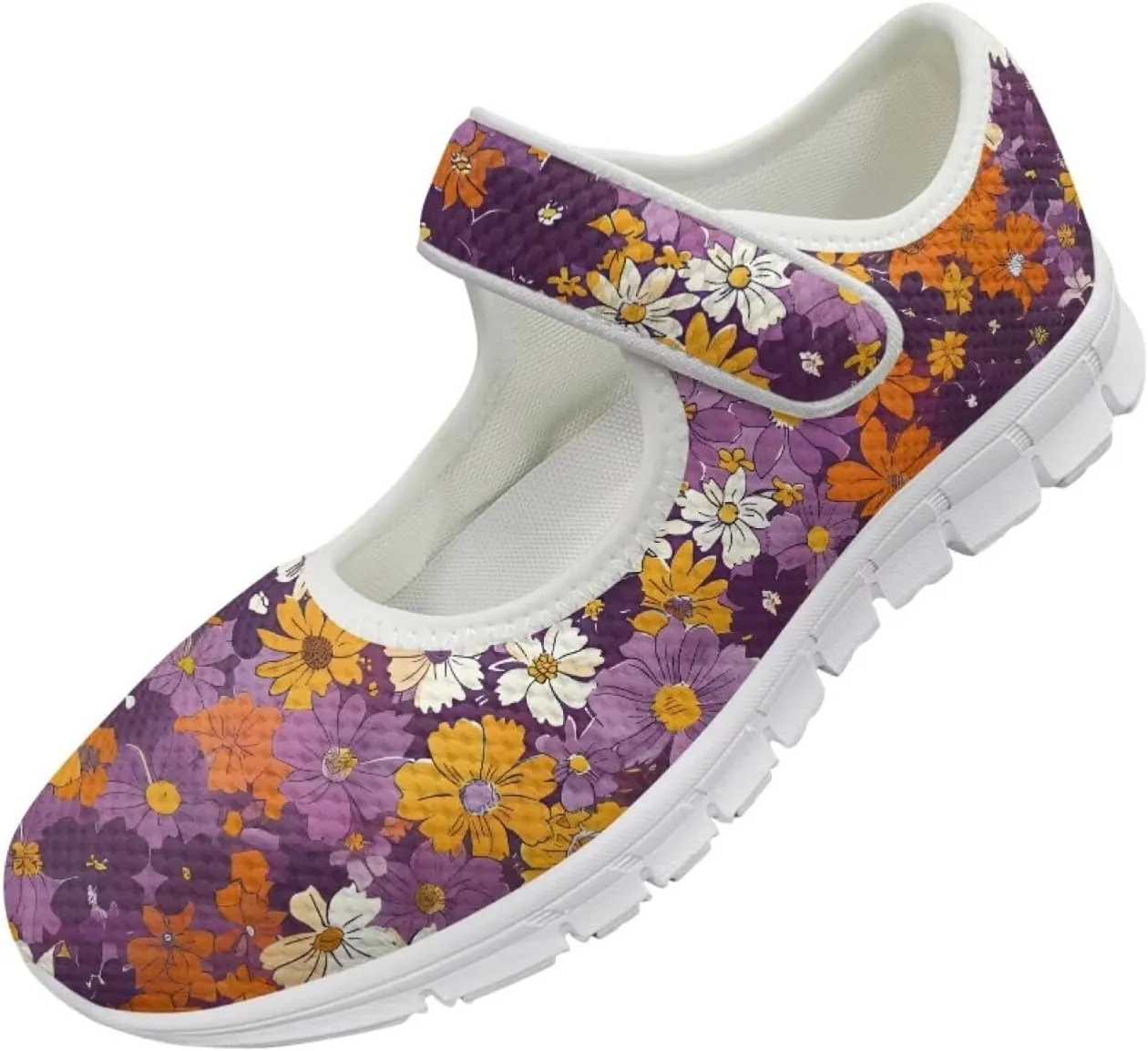 JoyLamoria Women's Wide Shoes with Adjustable Lightweight for Diabetic Edema Arthritis Swollen Feet Green Pickles Print Walking Shoes