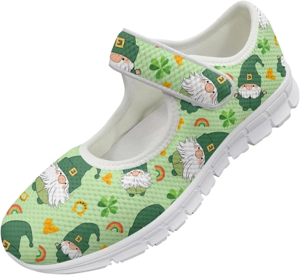 JoyLamoria Women's Wide Shoes with Adjustable Lightweight for Diabetic Edema Arthritis Swollen Feet Green Pickles Print Walking Shoes