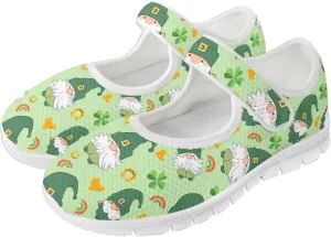 JoyLamoria Women's Wide Shoes with Adjustable Lightweight for Diabetic Edema Arthritis Swollen Feet Green Pickles Print Walking Shoes