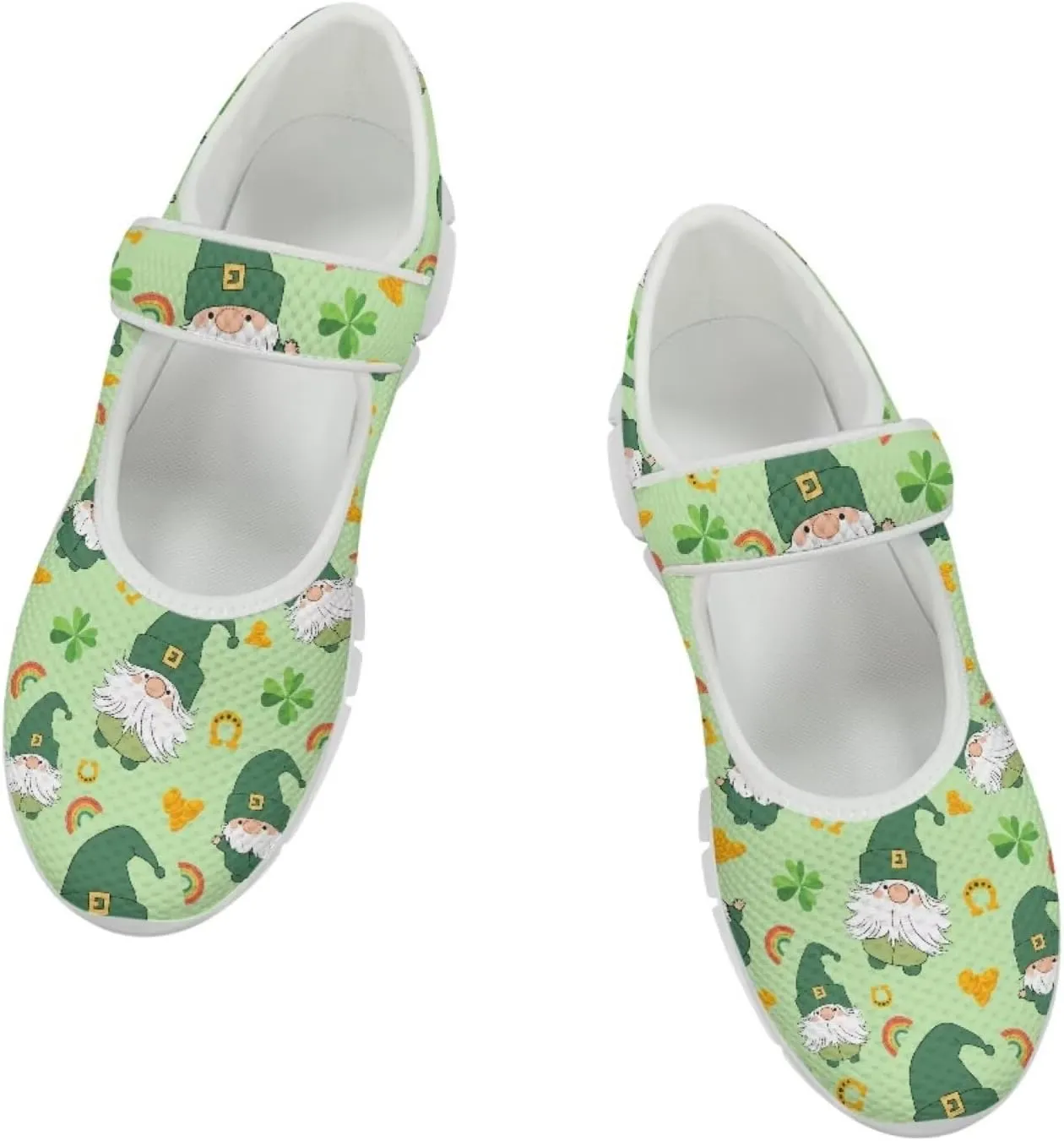 JoyLamoria Women's Wide Shoes with Adjustable Lightweight for Diabetic Edema Arthritis Swollen Feet Green Pickles Print Walking Shoes