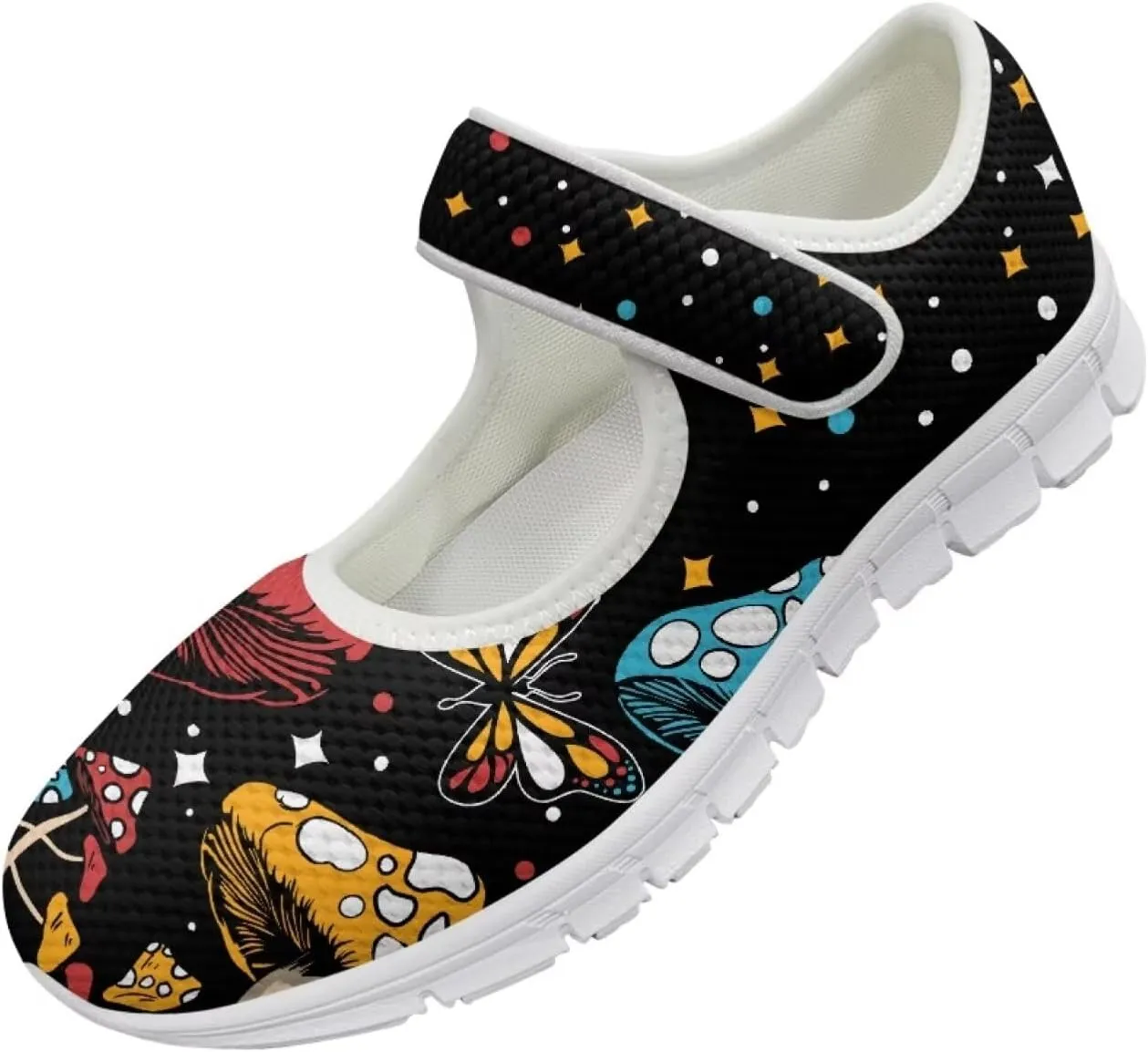 JoyLamoria Women's Wide Shoes with Adjustable Lightweight for Diabetic Edema Arthritis Swollen Feet Green Pickles Print Walking Shoes