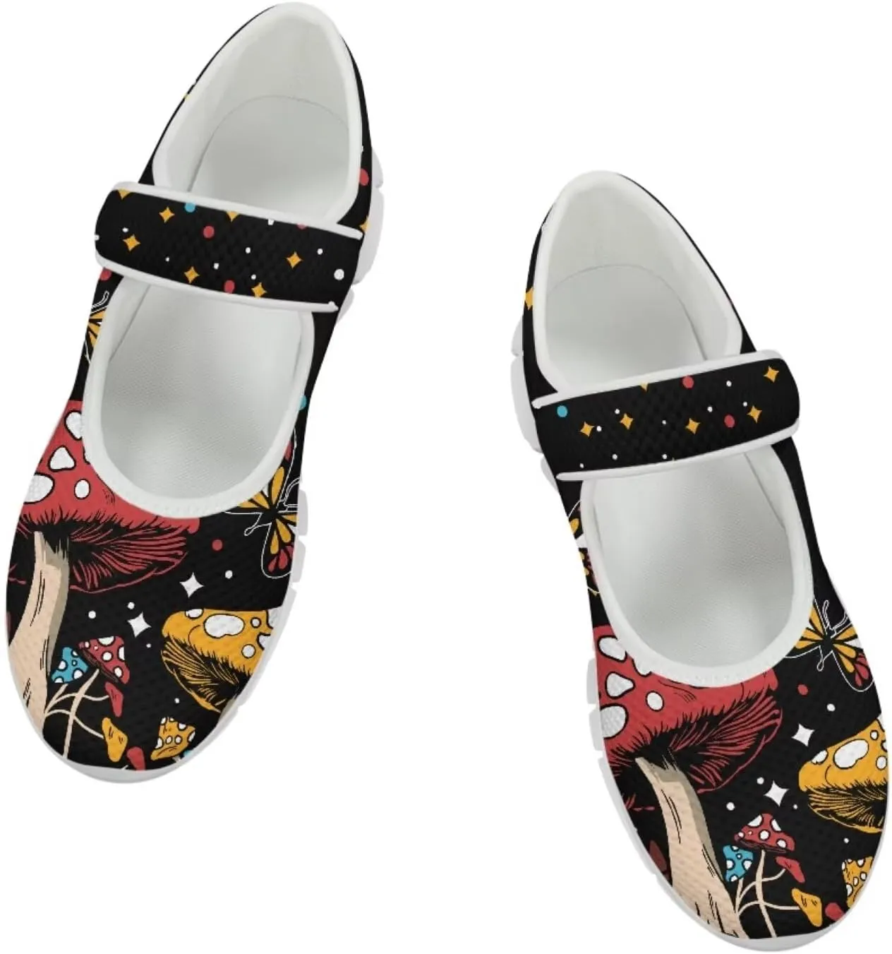 JoyLamoria Women's Wide Shoes with Adjustable Lightweight for Diabetic Edema Arthritis Swollen Feet Green Pickles Print Walking Shoes