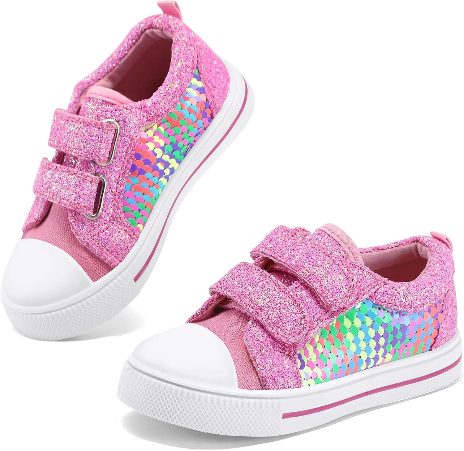 K KomForme Toddler Boys & Girls Shoes Kids Canvas Sneakers with Cartoon Dual Hook and Loops