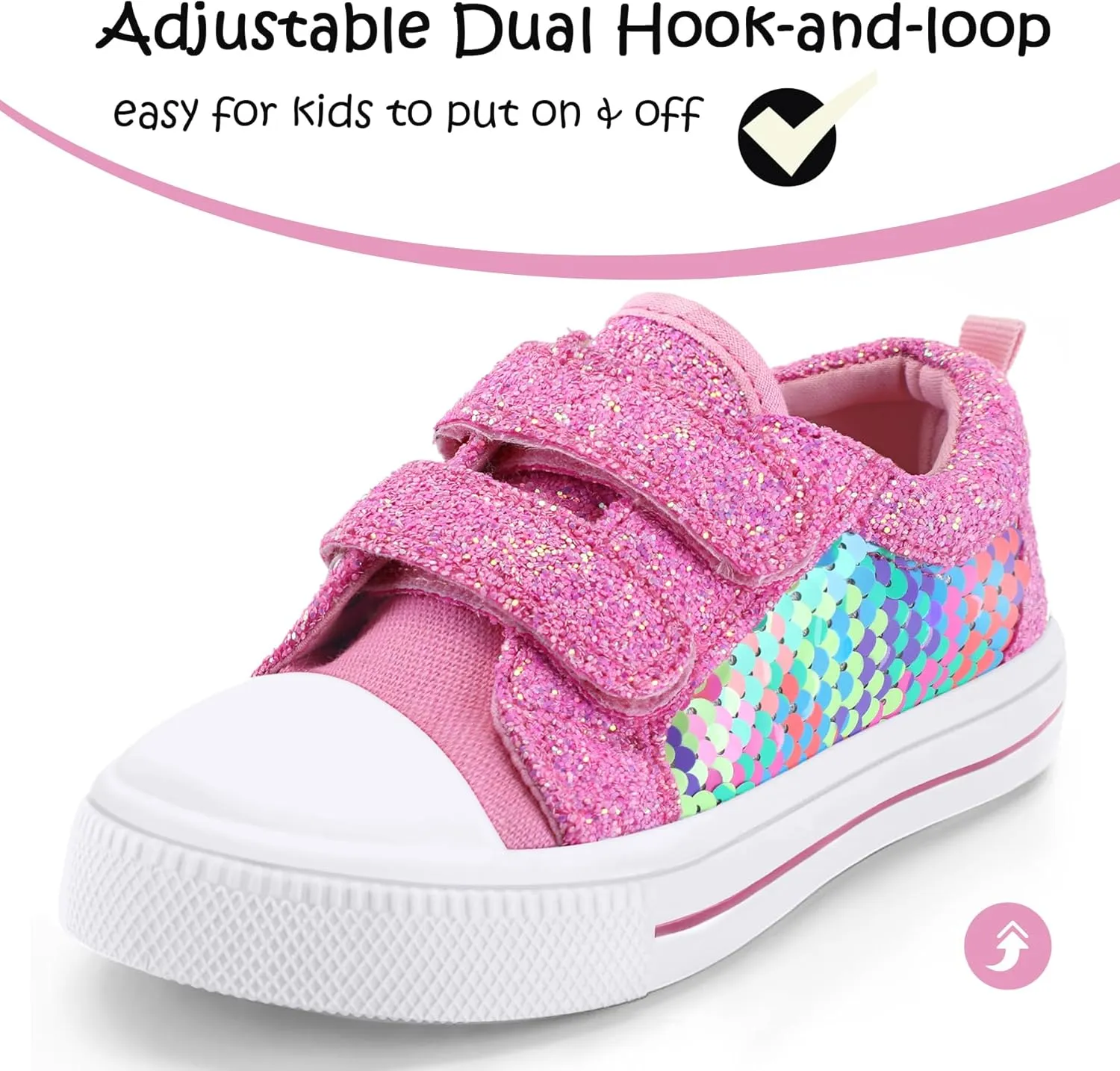 K KomForme Toddler Boys & Girls Shoes Kids Canvas Sneakers with Cartoon Dual Hook and Loops