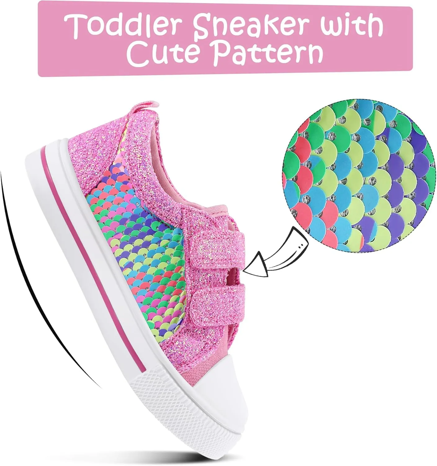 K KomForme Toddler Boys & Girls Shoes Kids Canvas Sneakers with Cartoon Dual Hook and Loops