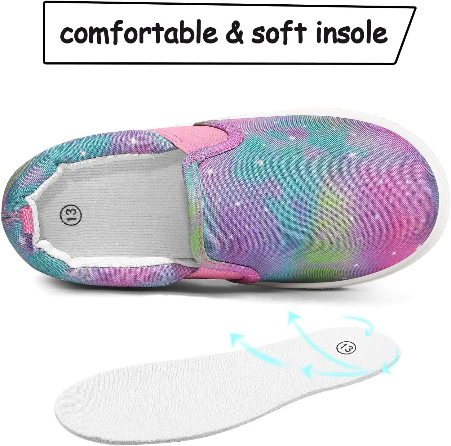 K KomForme Toddler Sneakers for Girls Boys Slip On Canvas Walking Shoes