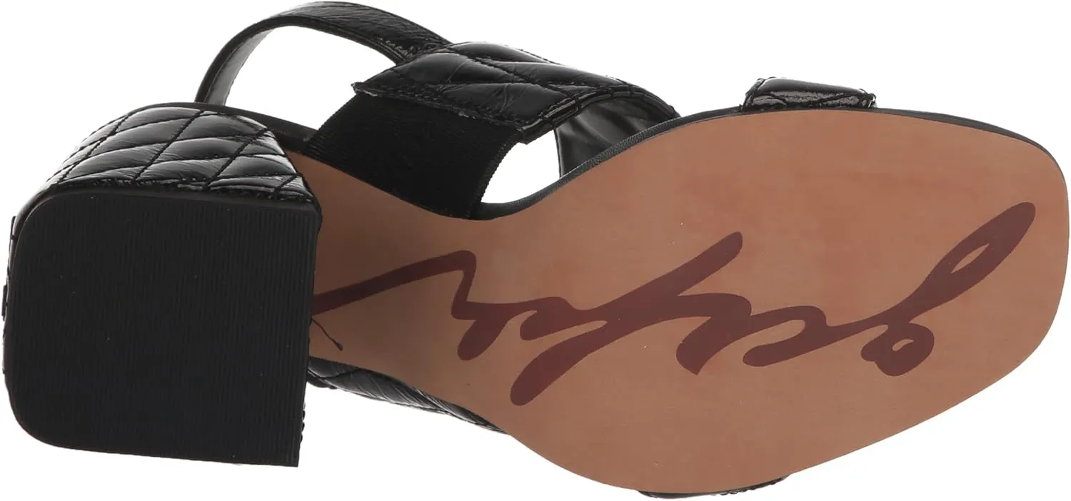 KARL LAGERFELD womens Sarina Quilted Open Toe Leather Heeled Sandal