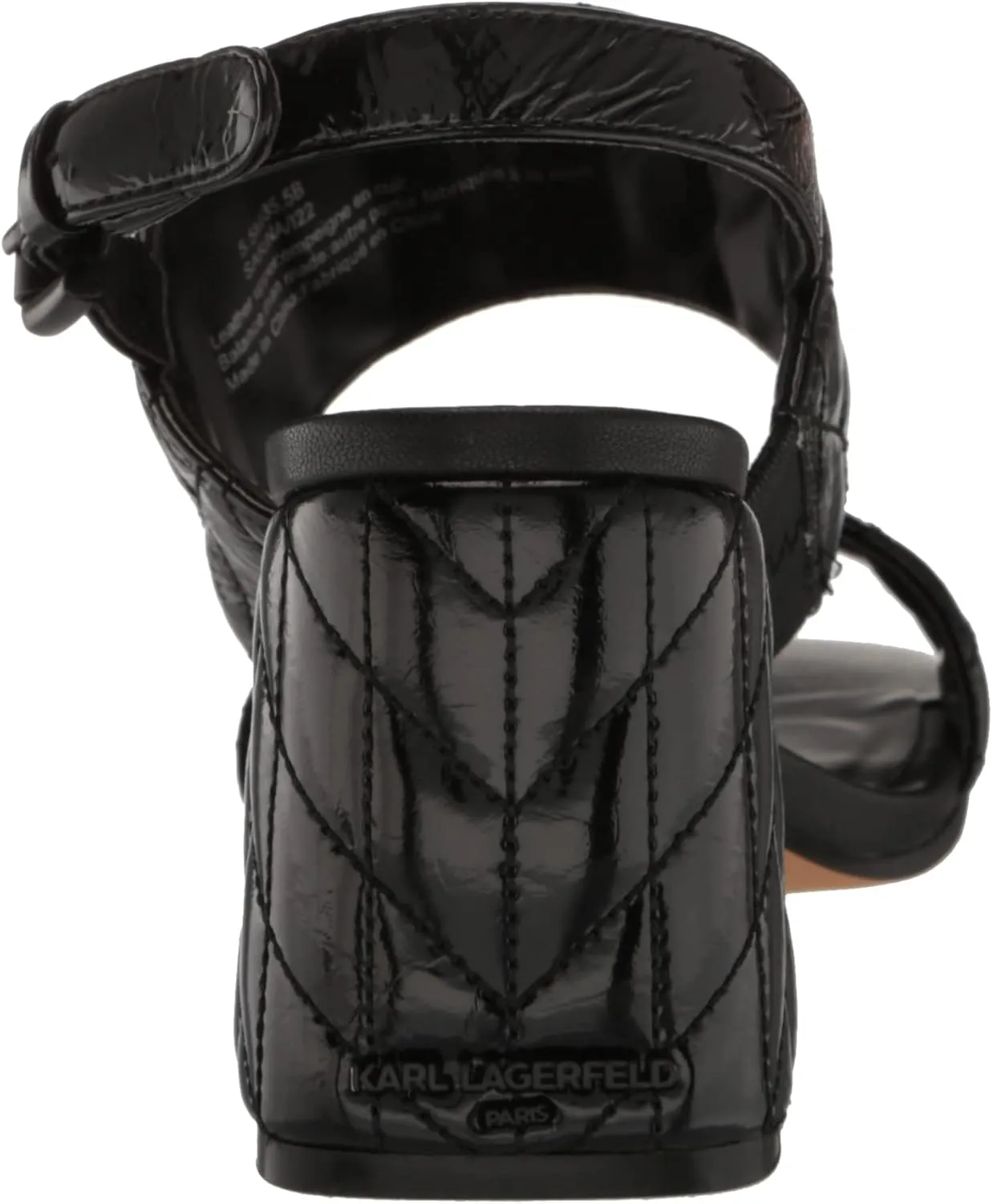 KARL LAGERFELD womens Sarina Quilted Open Toe Leather Heeled Sandal