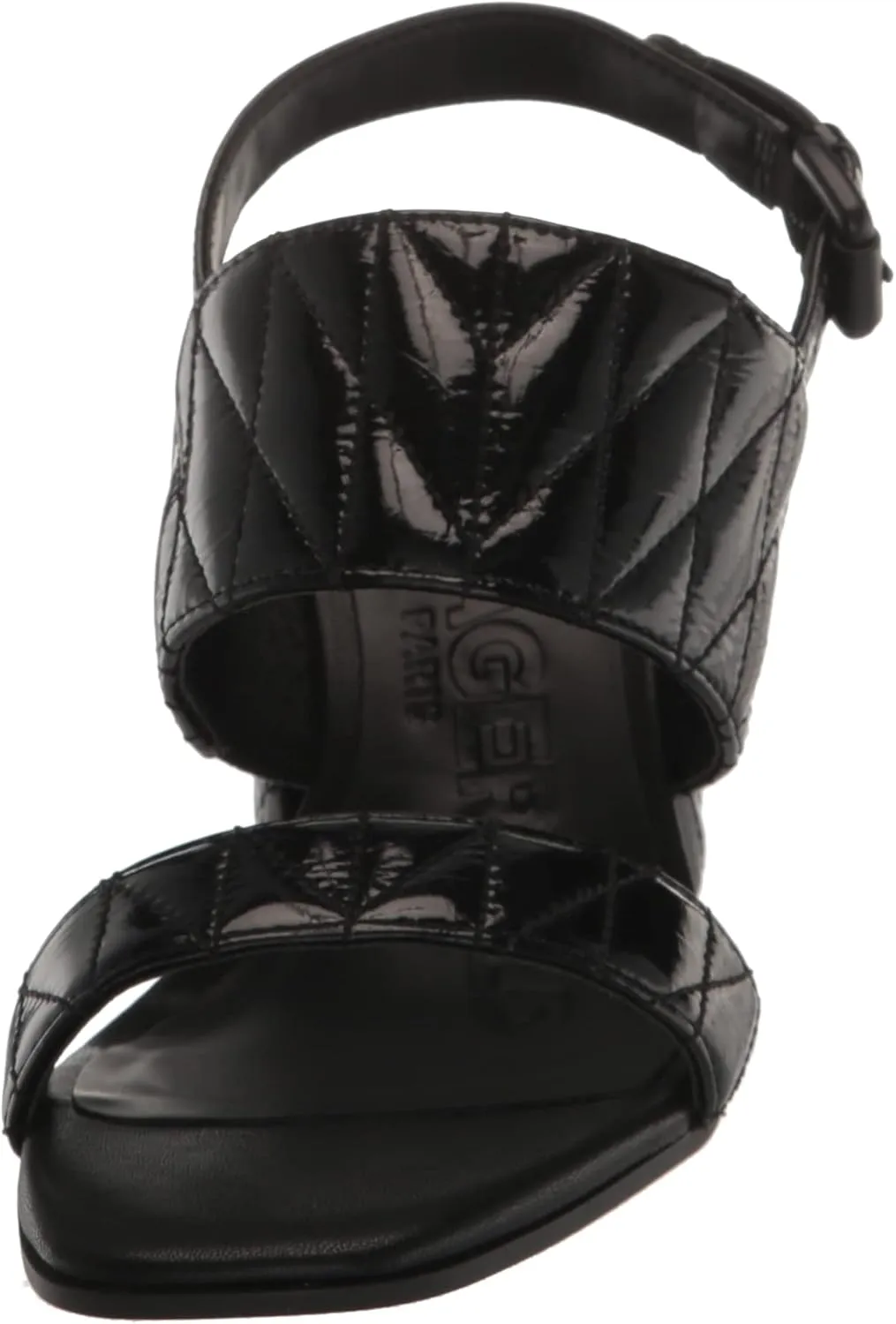 KARL LAGERFELD womens Sarina Quilted Open Toe Leather Heeled Sandal
