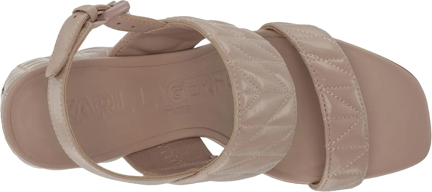 KARL LAGERFELD womens Sarina Quilted Open Toe Leather Heeled Sandal