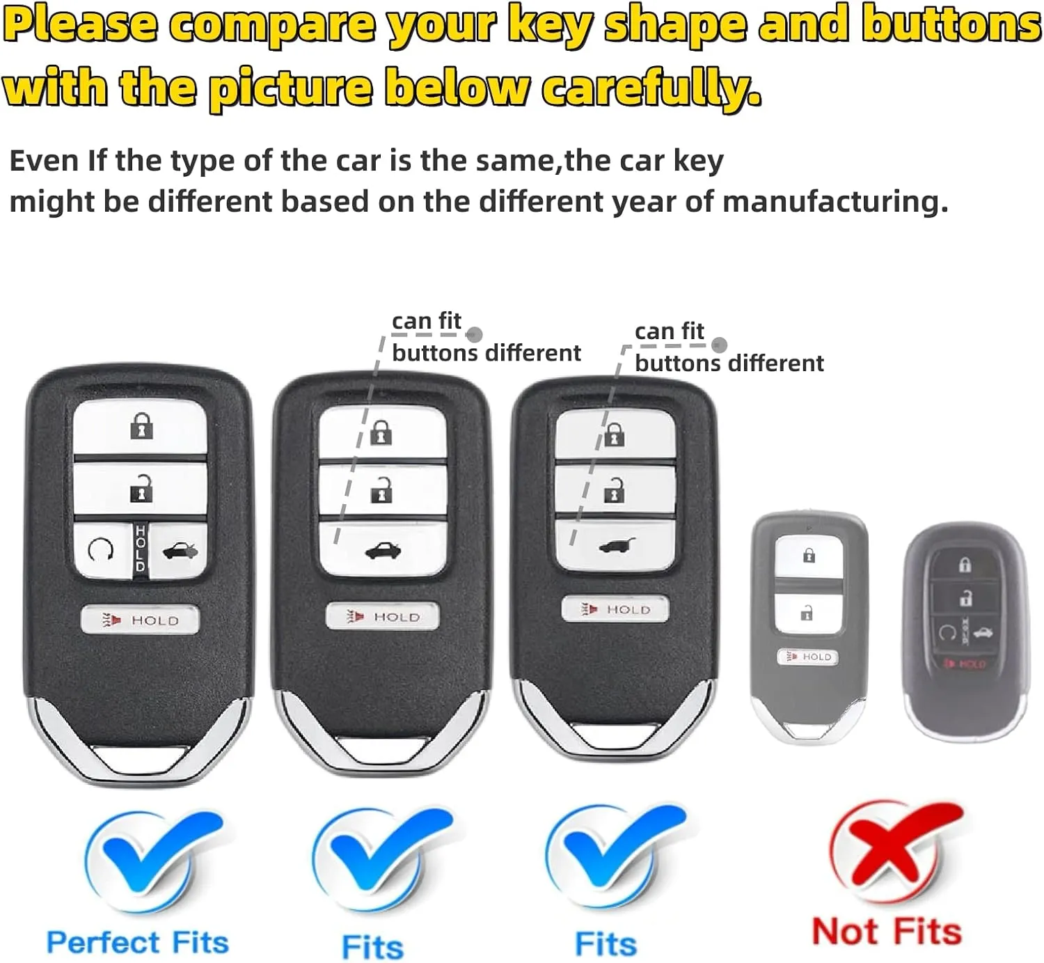 Key Fob Cover Case with Bling Fashion Holder Fit for Honda Accord Civic CRV Pilot Odyssey Smart Premium TPU Full Cover Black