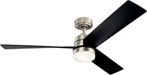 KICHLER Spyn 52 in. Integrated LED Indoor Brushed Nickel Downrod Mount Ceiling Fan with Light Kit and Wall Control 300275NI