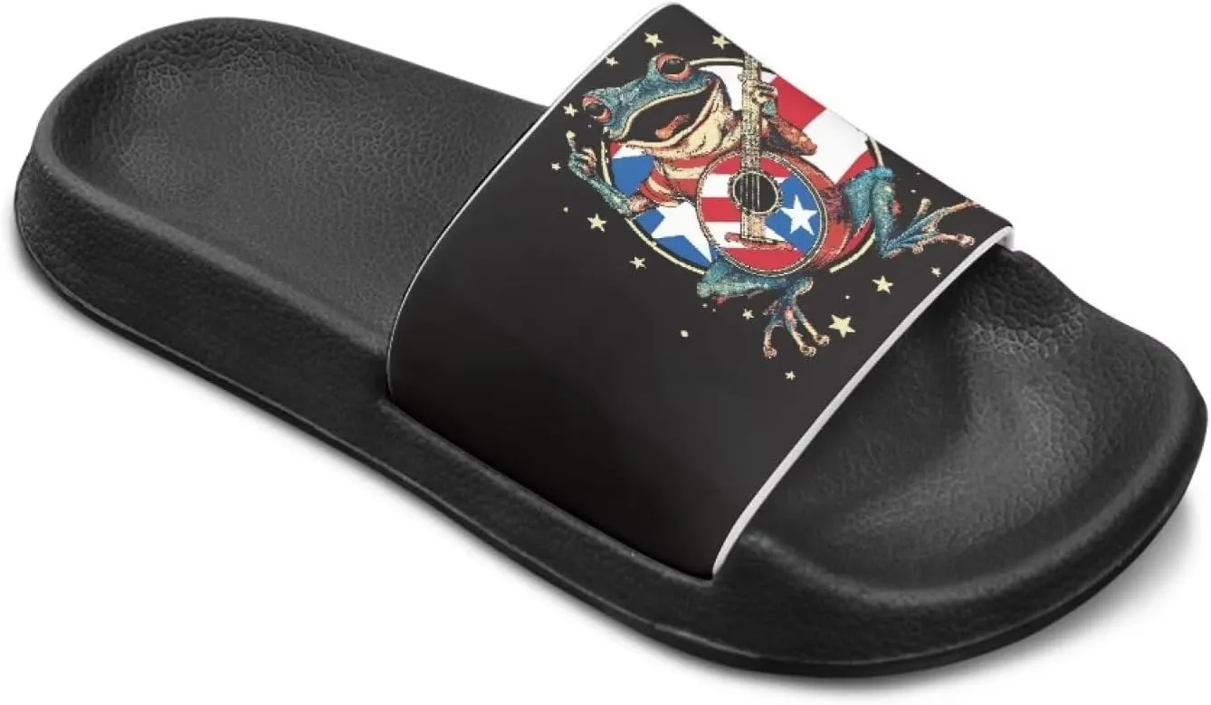 Kids Open Toe Slide Sandals for Boys Girls Comfortable Indoor & Outdoor Shower Slippers Patriotic Shoes for Kids