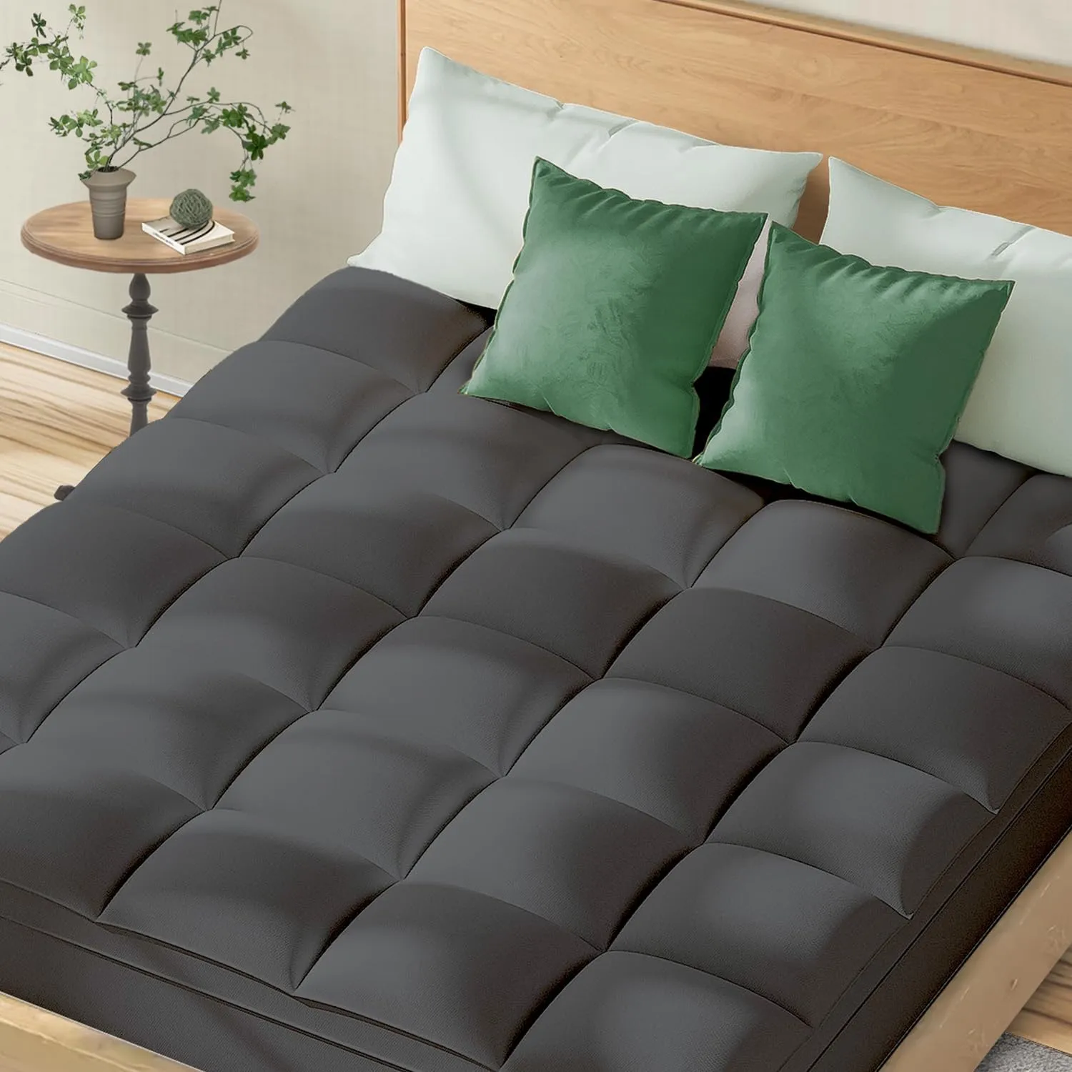 King Mattress Topper for Back Pain, Extra Thick Pillow Top Mattress Pad Cover with 8-21 Inch Deep Pocket, Soft Mattress Protector Overfilled Down Alternative (Gray, King)