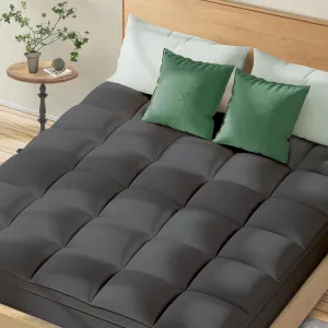 King Mattress Topper for Back Pain, Extra Thick Pillow Top Mattress Pad Cover with 8-21 Inch Deep Pocket, Soft Mattress Protector Overfilled Down Alternative (Gray, King)