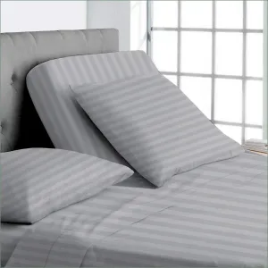 King/32 Top Split Sheets Sets for Adjustable beds, Sheets for Sleep Number 12 Inch deep Pocket 100% Cotton, Flex Top Sheets, Light Grey Stripe