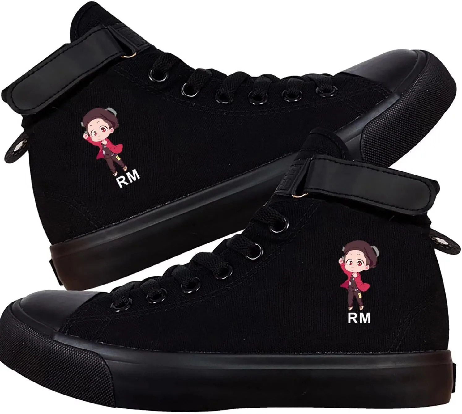 Kpop Unisex Sneakers Canvas Shoes J-Hope Jungkook Jimin Suga V Jin Rap Cartoon High Top Lace ups Walking Shoes