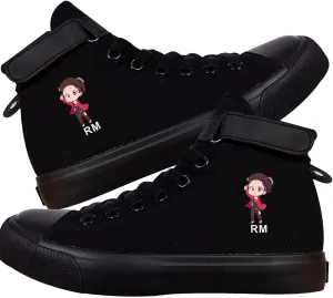 Kpop Unisex Sneakers Canvas Shoes J-Hope Jungkook Jimin Suga V Jin Rap Cartoon High Top Lace ups Walking Shoes