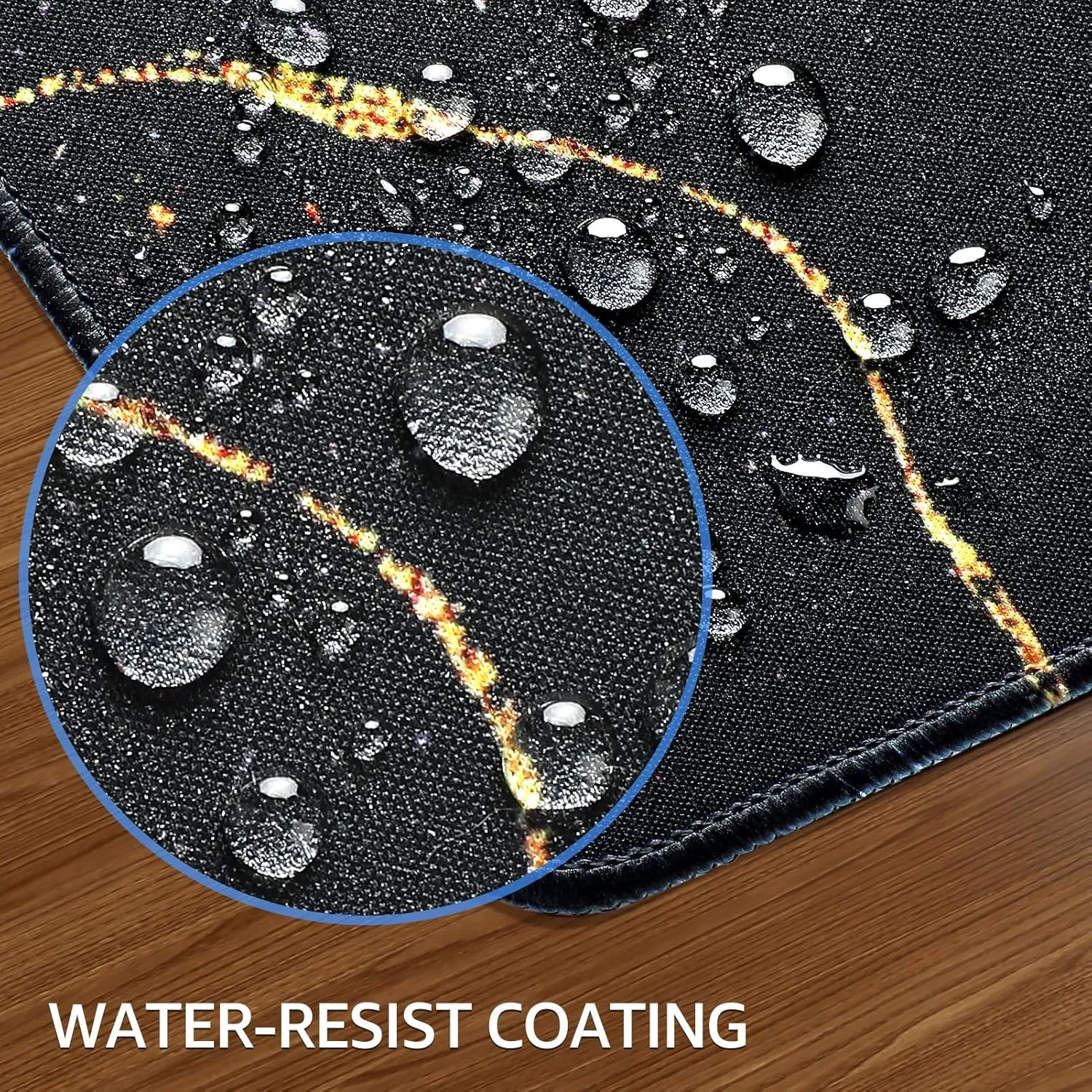 KTRIO Large Gaming Mouse Pad with Superior Micro-Weave Cloth, Extended Mousepad with Stitched Edges, Non-Slip Base, Water Resist Keyboard Pad for Gamer, Office & Home, Black Gold