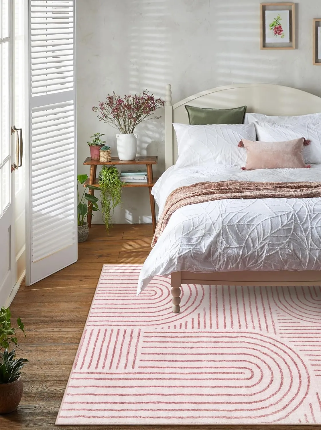 Lahome Abstract Washable Rugs 5x7, Soft Pink Rugs for Living Room Bedroom Girls, Ultra-Thin Non-Shedding Modern Throw Large Carpet for Dining Room Office(5'x7',Pink)