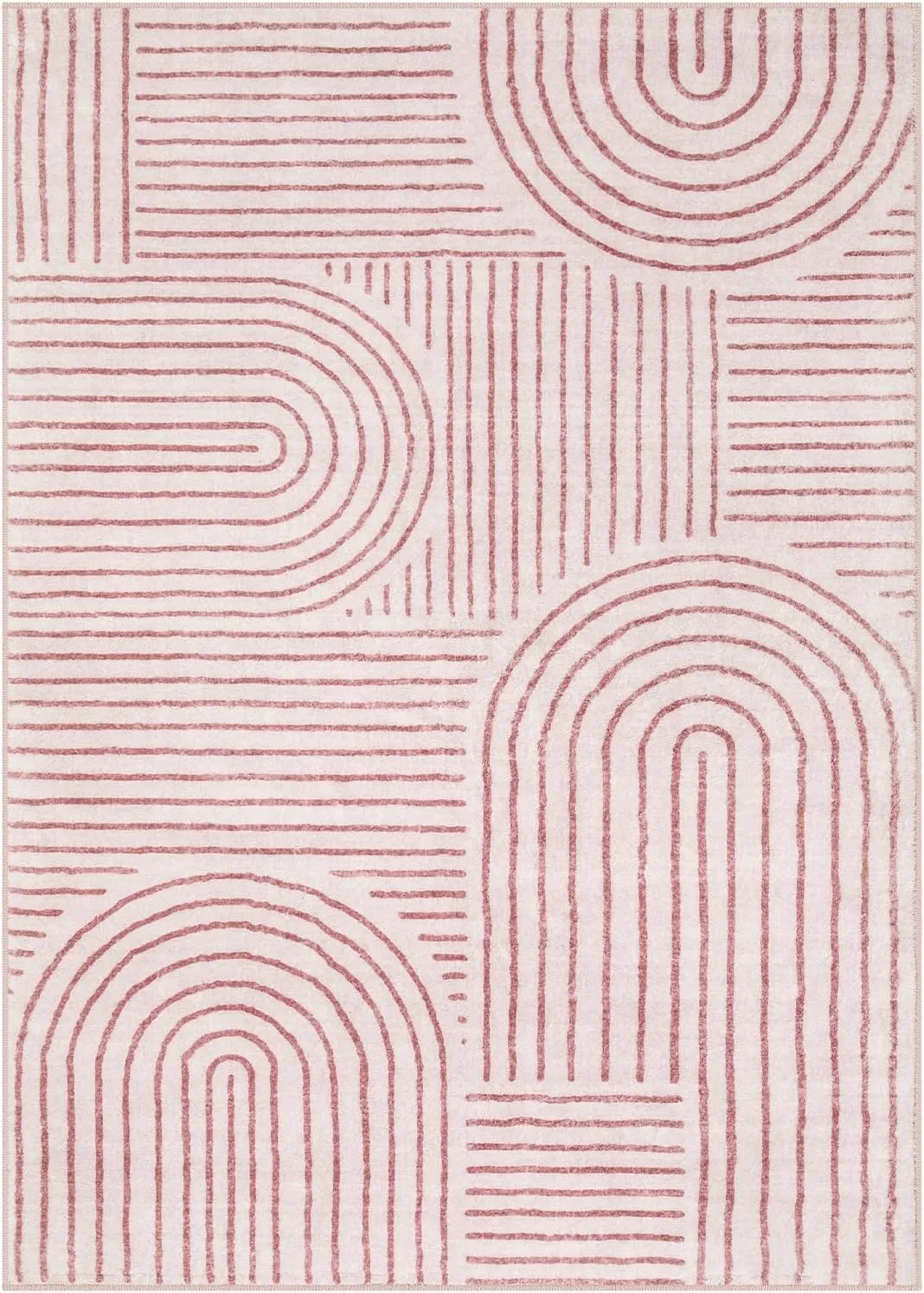 Lahome Abstract Washable Rugs 5x7, Soft Pink Rugs for Living Room Bedroom Girls, Ultra-Thin Non-Shedding Modern Throw Large Carpet for Dining Room Office(5'x7',Pink)
