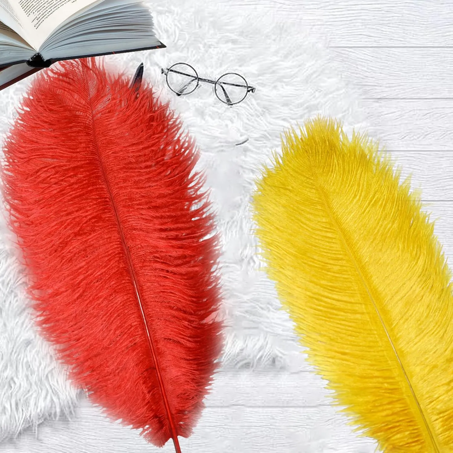 Lamar 20Pcs 14-16'' Red Ostrich Feathers for Decoration, Wedding Centerpieces, Crafts, Festival, Carnival, Party Decor, Floral Arrangement, Bohemian Home Decor (Red)