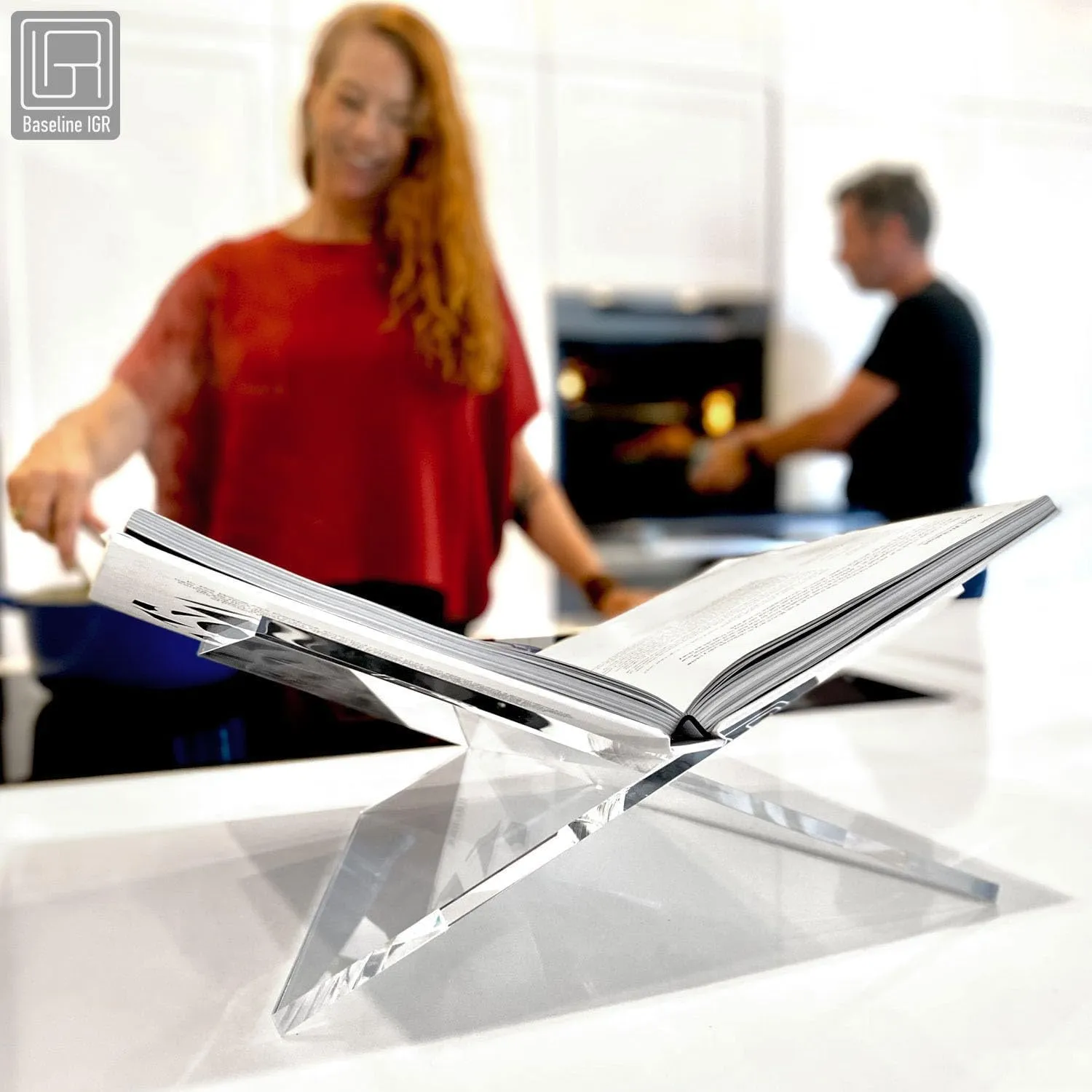 Large Clear Acrylic Book Stand, 12.5" x 9.5" x 5.5”, Acrylic Book Holder, Open Bookstand for Display and Reading Cookbooks, Art Books, Bibles, Magazines - Home and Office