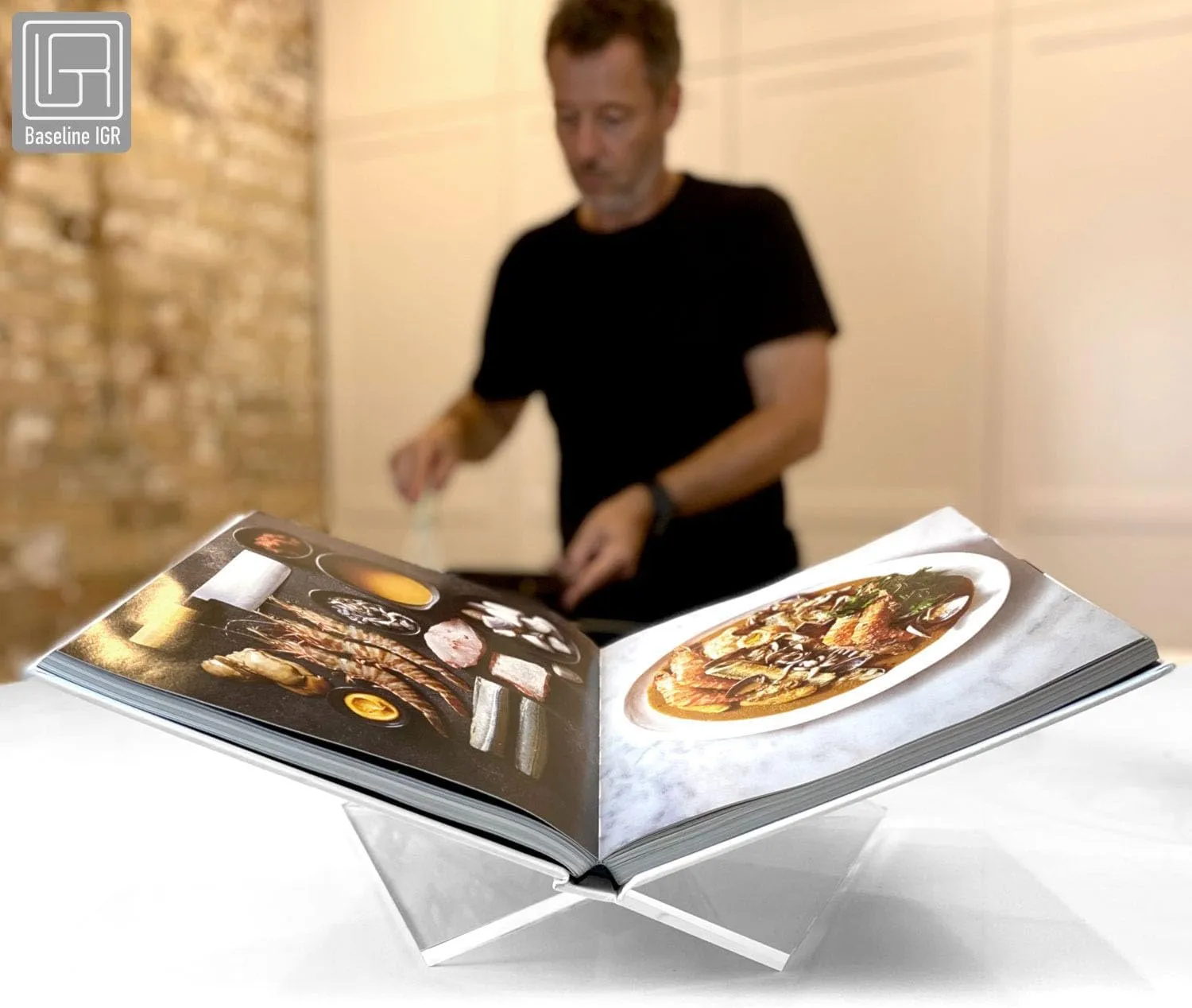 Large Clear Acrylic Book Stand, 12.5" x 9.5" x 5.5”, Acrylic Book Holder, Open Bookstand for Display and Reading Cookbooks, Art Books, Bibles, Magazines - Home and Office