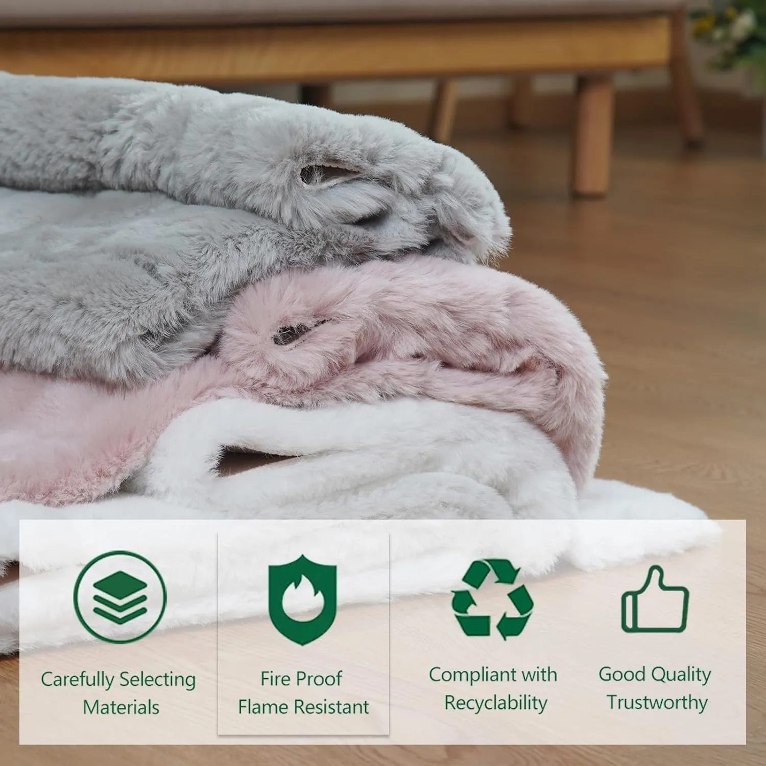 Latepis 2x4 Light Pink Faux Rabbit Rugs for Bedroom Girls Non-Slip Washable Shag Furry Accent Rug for Living Room Sofa Kids Room Nursery and Dorm