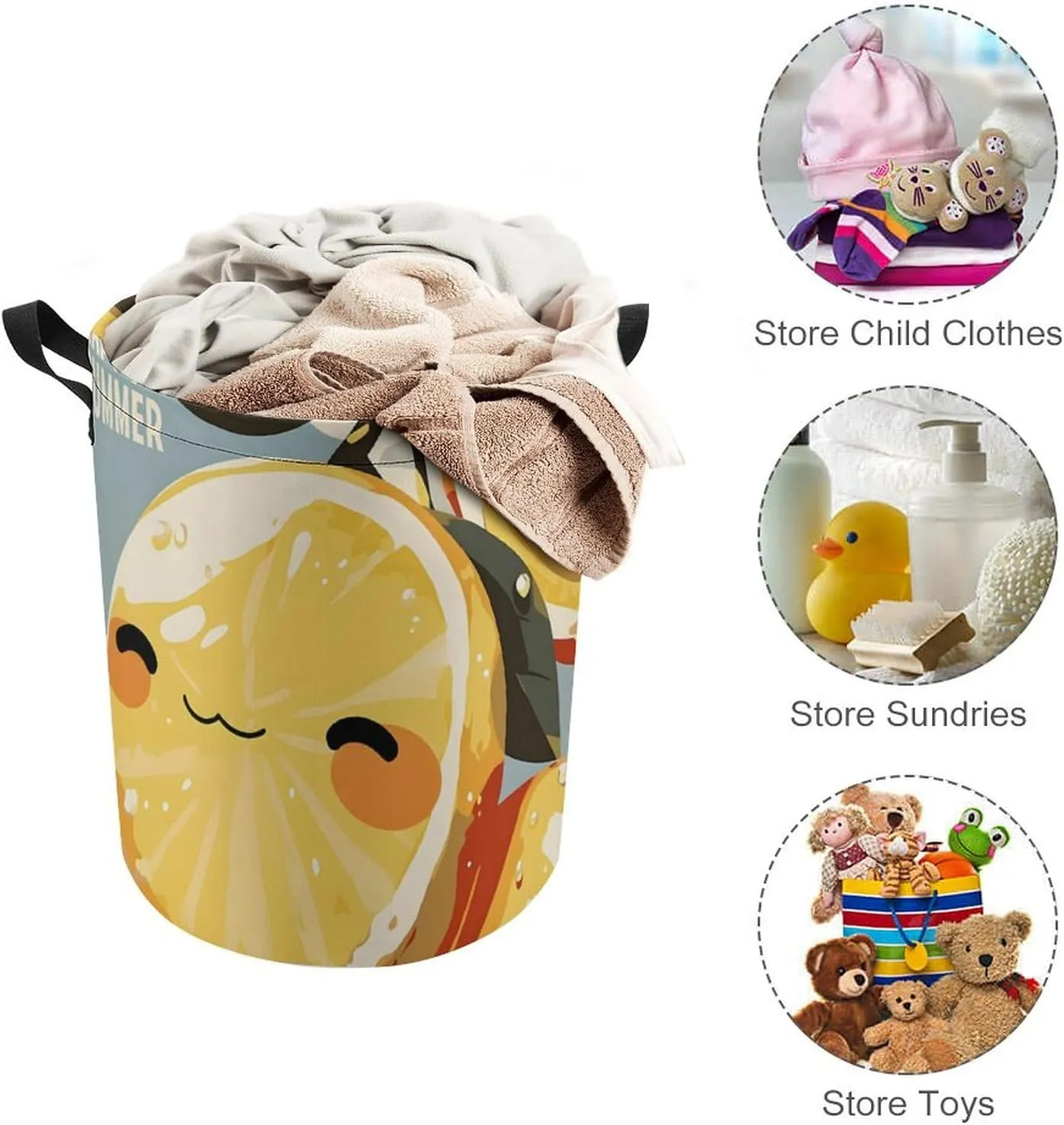 Laundry Hampers, Large Drawstring Laundry Bag, Removable Laundry Bags, Collapsible Storage Bin with Handles for Home Organization, Kids Room, Nursery Vertebrate