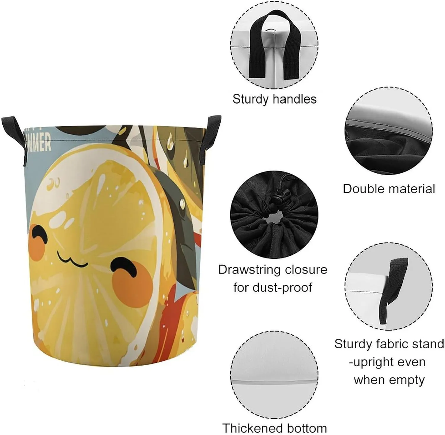 Laundry Hampers, Large Drawstring Laundry Bag, Removable Laundry Bags, Collapsible Storage Bin with Handles for Home Organization, Kids Room, Nursery Vertebrate