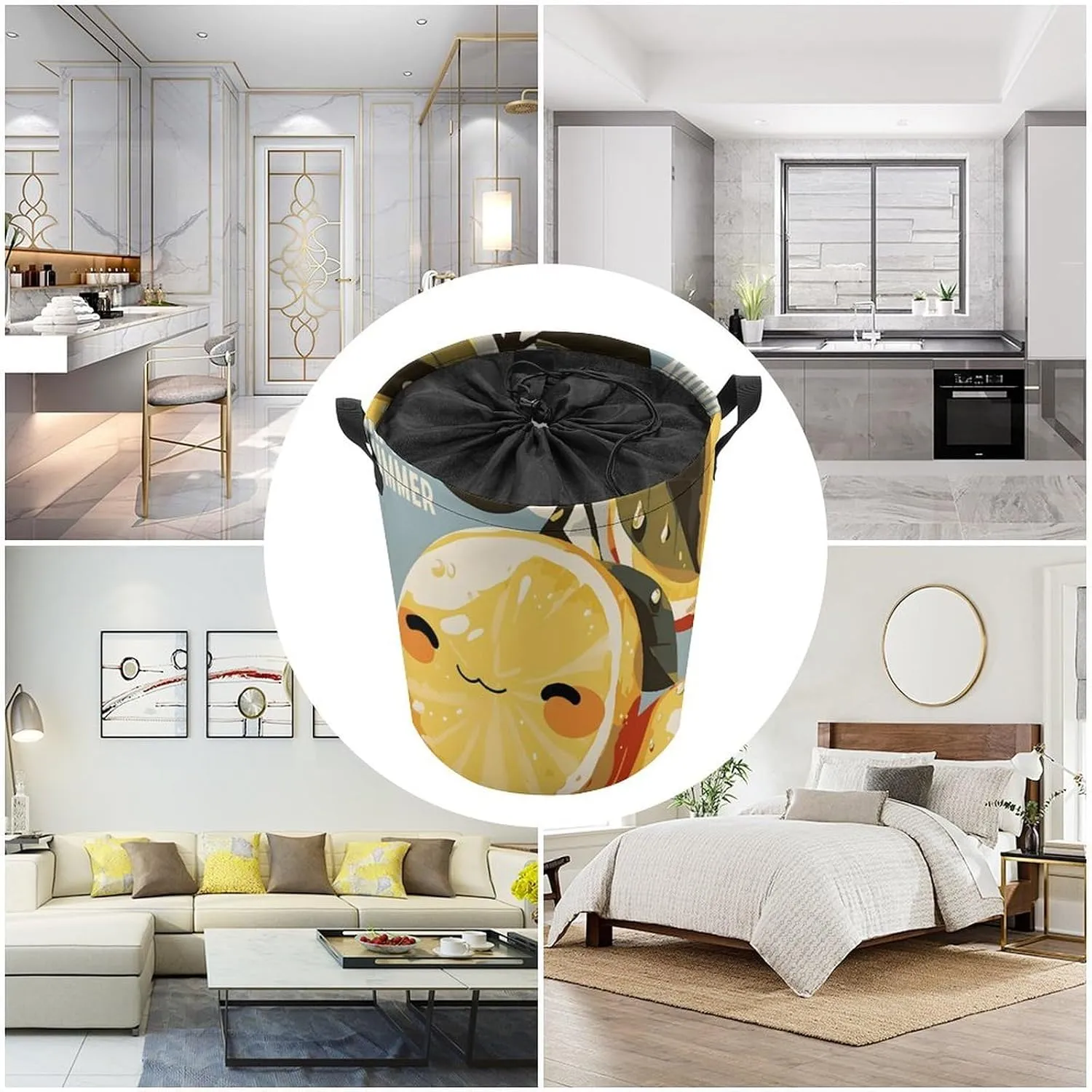 Laundry Hampers, Large Drawstring Laundry Bag, Removable Laundry Bags, Collapsible Storage Bin with Handles for Home Organization, Kids Room, Nursery Vertebrate