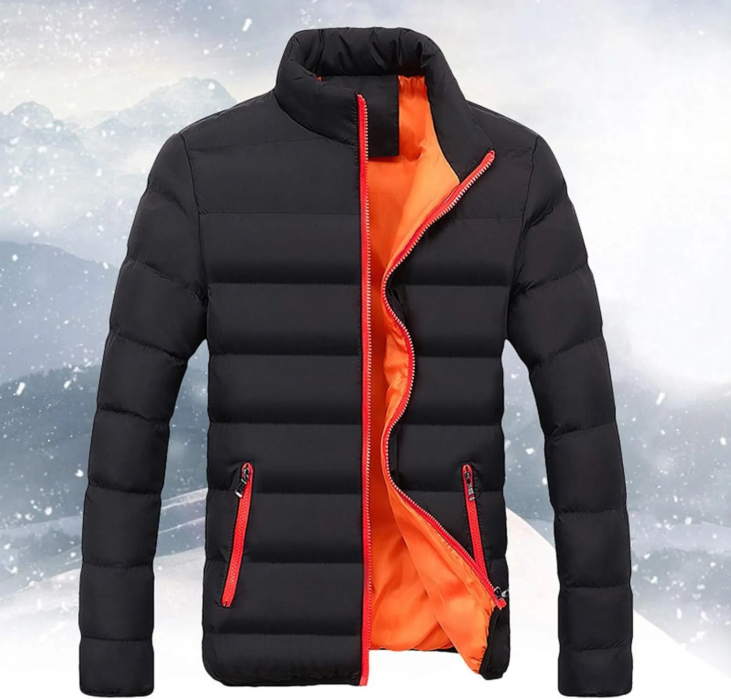 LCMTWX Men's Winter Jacket Windproof Stand Collar Knitted Splice Sweater Coat Casual Cardigan Stylish Outwear Coats for