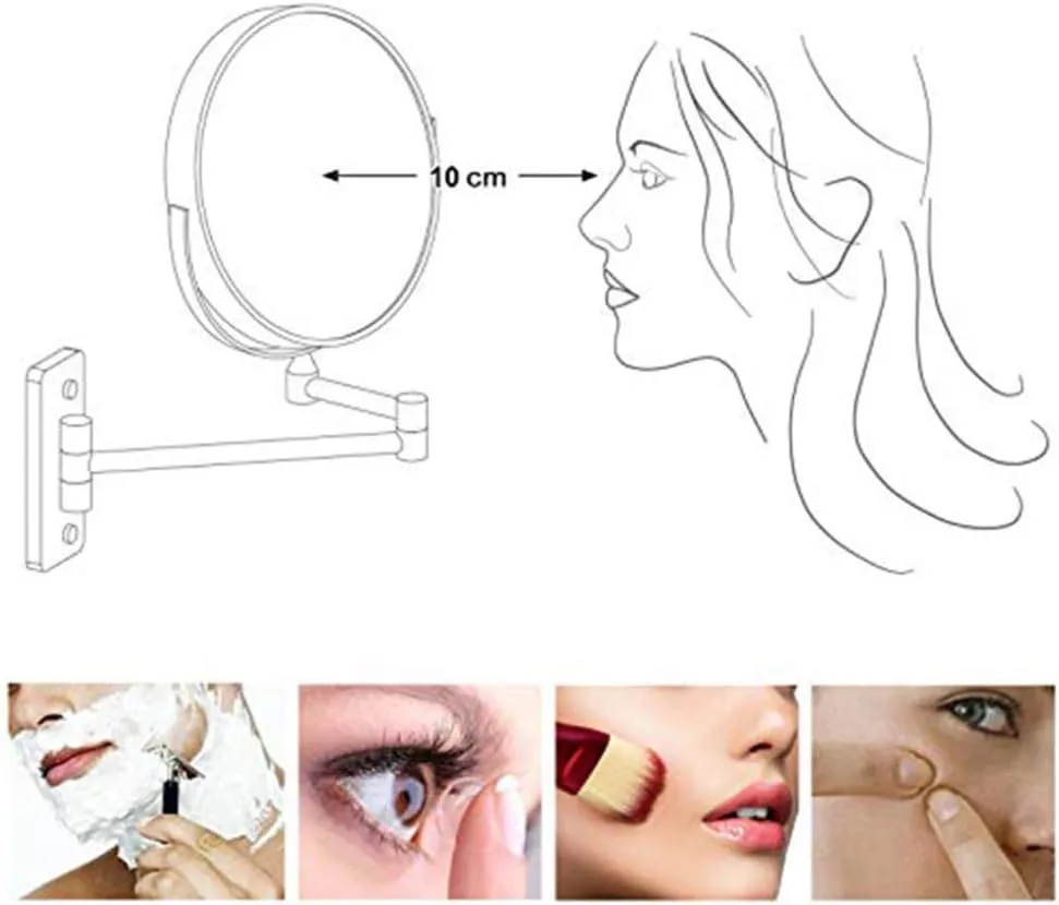 LED Cosmetic Mirror with Light and Magnification, Two-Sided Swivel Wall Mounted Bathroom Makeup Vanity Mirror,Style 1_8 inch(Style 1)