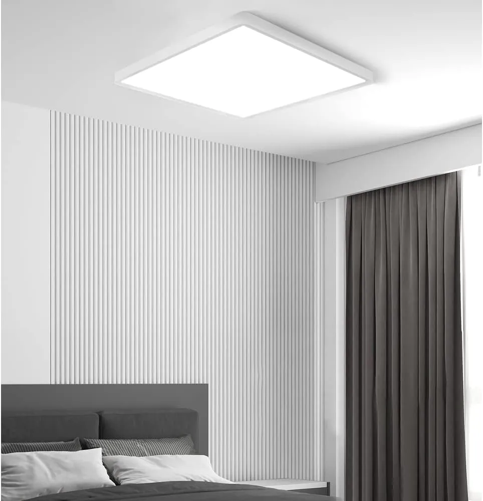 LED Flush Mount Ceiling Light Fixture, 6000K Cool White, 12inch 24W, 3200LM, Slim Flat Panel Lighting Fixture, Square Modern Ceiling Lamp for Bedroom, Kitchen, Living Room, Closet, Stairwell