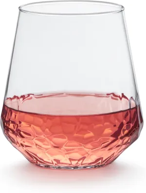 Libbey Hammered Stemless Wine Glasses Set of 8, 17-ounce, Dishwasher-Safe, Chiseled Textured Glassware Set, All Purpose Wine Glasses for Everyday Use