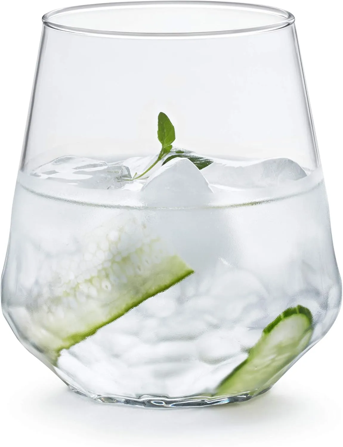 Libbey Hammered Stemless Wine Glasses Set of 8, 17-ounce, Dishwasher-Safe, Chiseled Textured Glassware Set, All Purpose Wine Glasses for Everyday Use