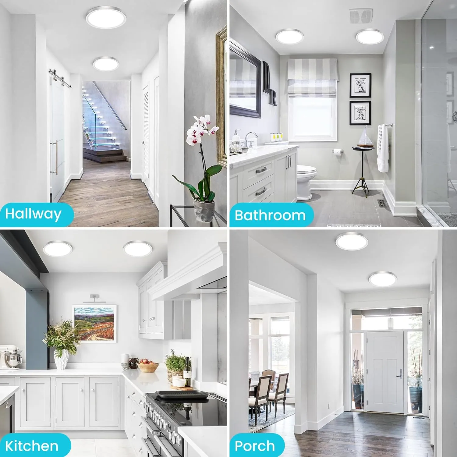 libtit Led Ceiling Light 13Inch, 24W 2400Lm Bright Light Fixture Brushed Nickel, Adjustable 3000K/4500K/6000K, Modern Slim Flat Ceiling Lamp for Living Room Bedroom Hallway
