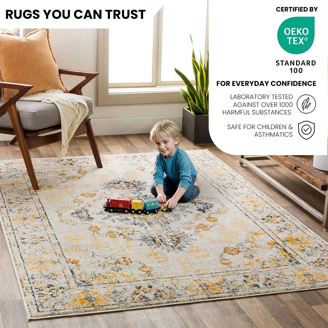 Livabliss Delney Oriental Area Rug,6'7" x 9',Yellow
