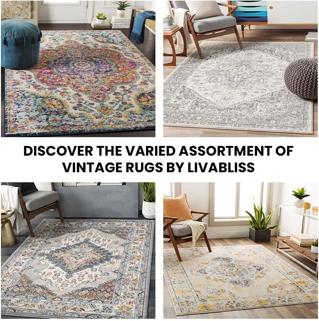 Livabliss Delney Oriental Area Rug,6'7" x 9',Yellow