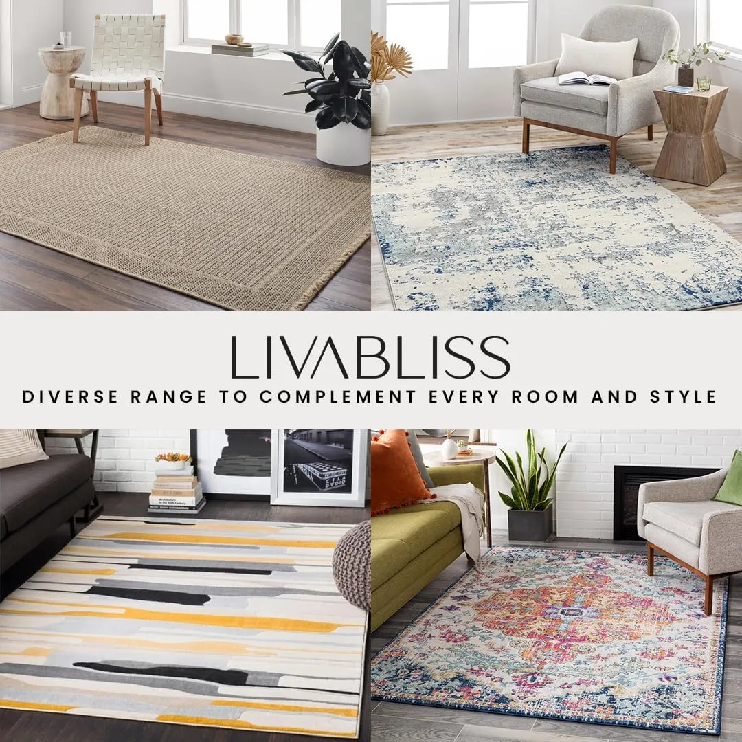 Livabliss Delney Oriental Area Rug,6'7" x 9',Yellow