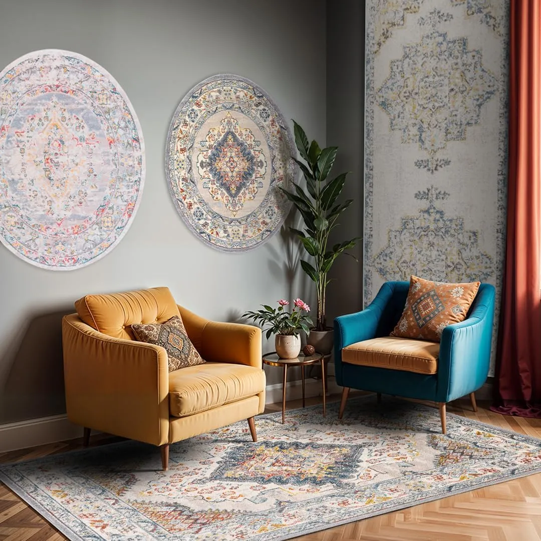 Livabliss Delney Oriental Area Rug,6'7" x 9',Yellow