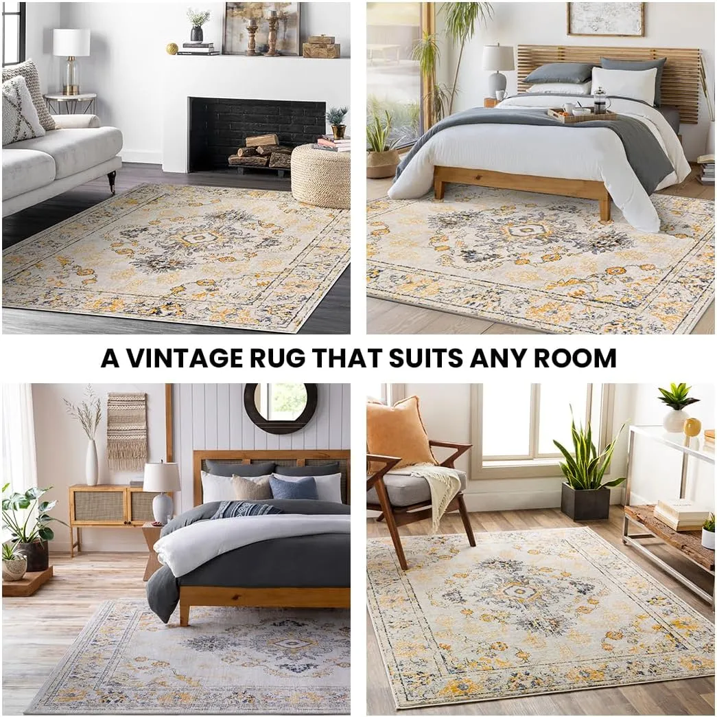 Livabliss Delney Oriental Area Rug,6'7" x 9',Yellow