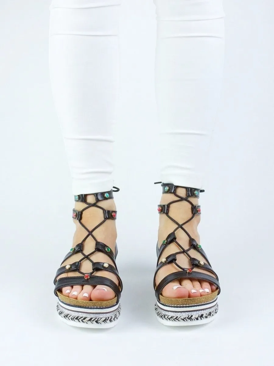 Lola Black Braided Espadrille Sandal